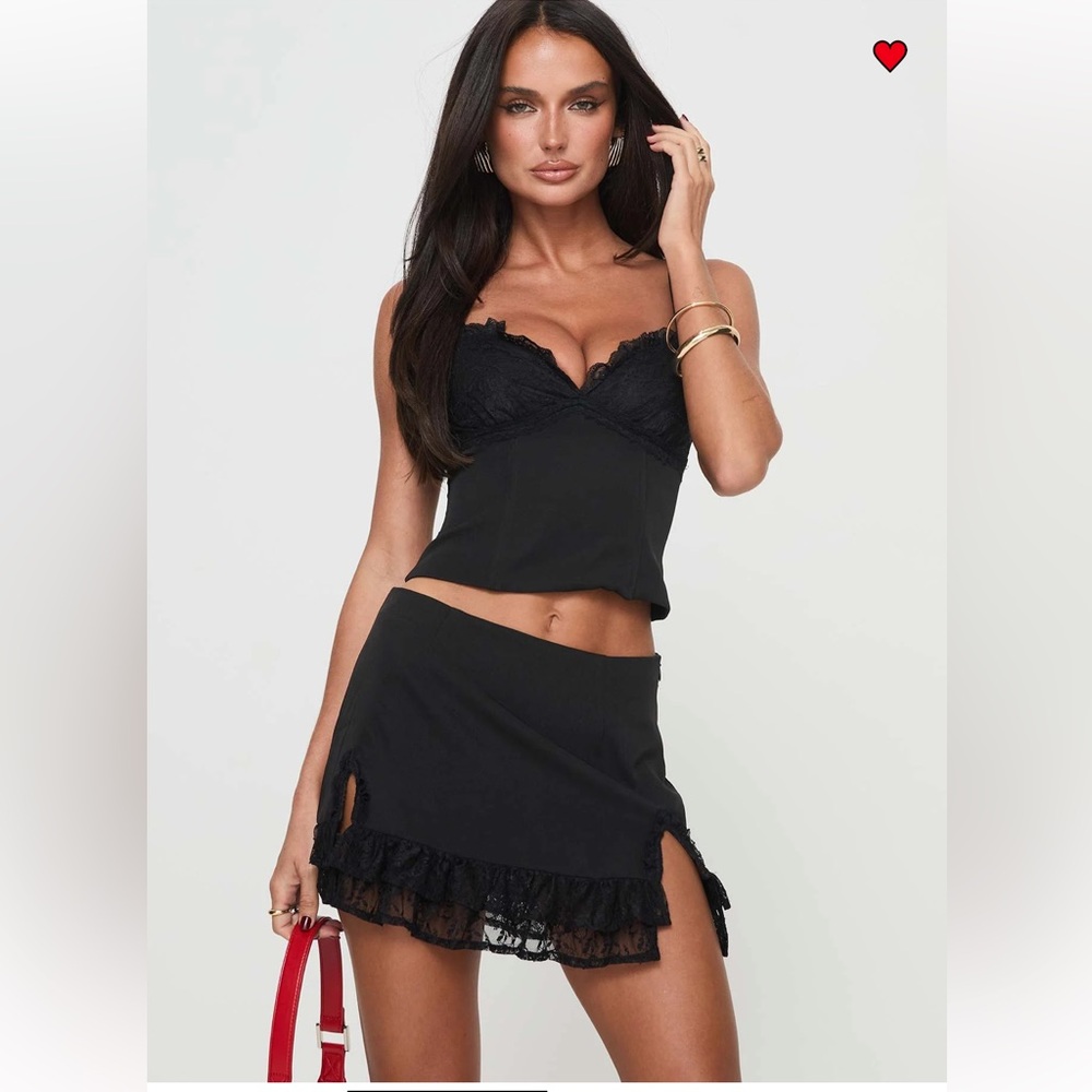 Princess Polly Black Lace Trim Skirt Set